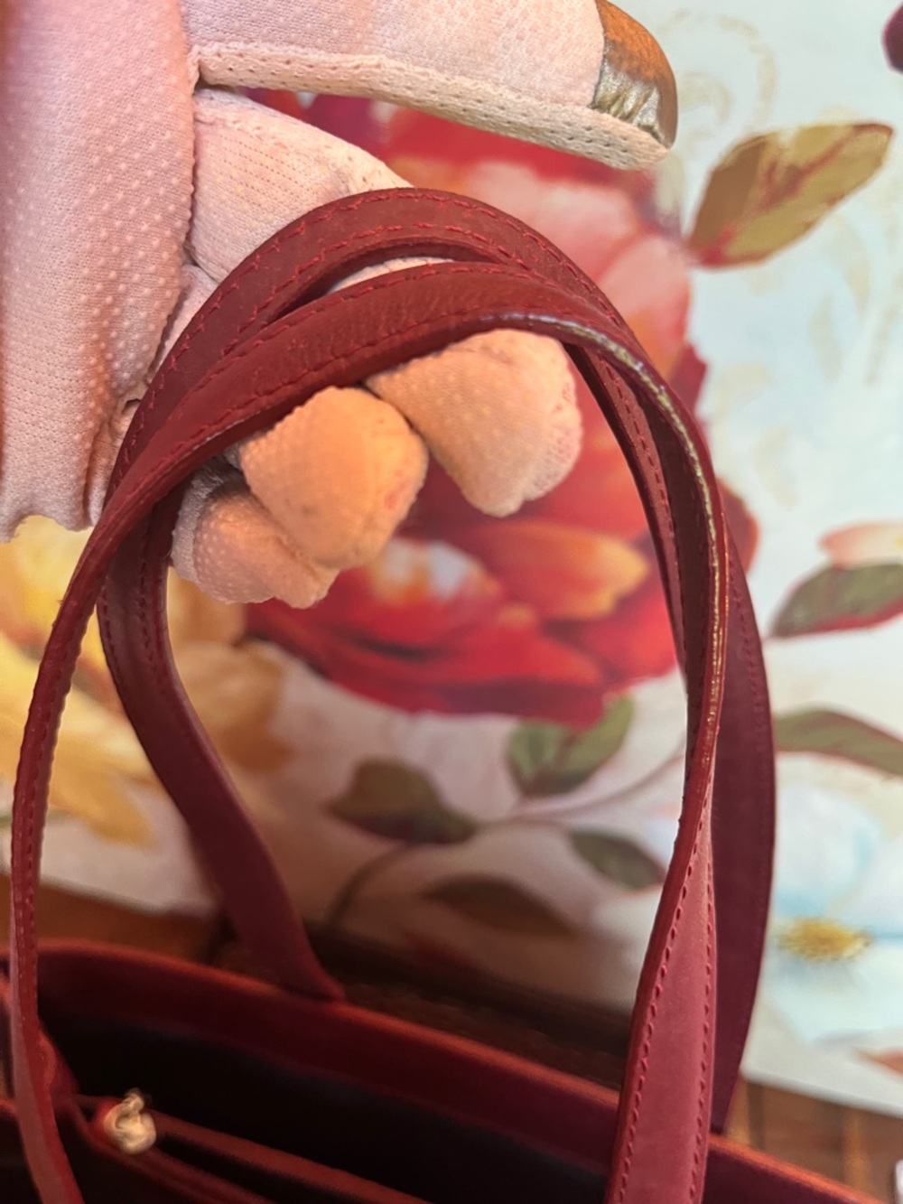 Cole Haan RARE Vintage Luxury Burgundy Red Haircalf Medium Satchel Tote (GUC) - Picture 12 of 17